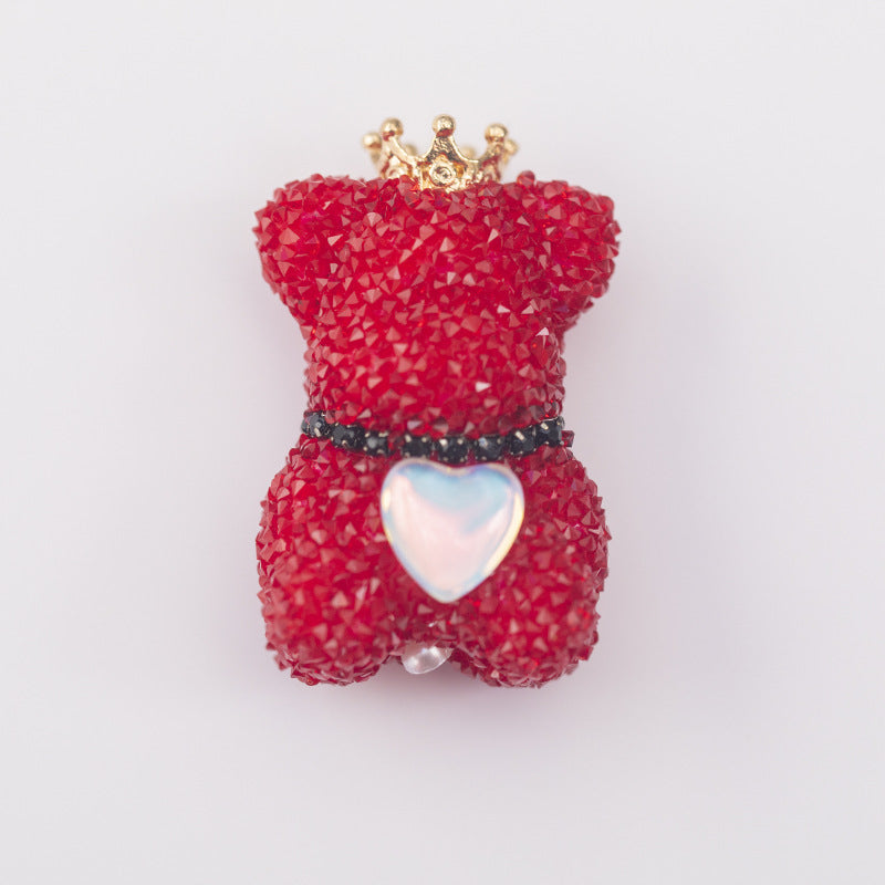 Sugar Crown Bear Rhinestone Focal Beads Alloy with Rhinestones 10pcs 3
