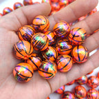 Plating Basketball Acrylic Beads 16mm Glossy UV Coated 20pcs 4