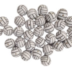 Sports Bubblegum Beads 20mm White Volleyball Design 10pcs 4
