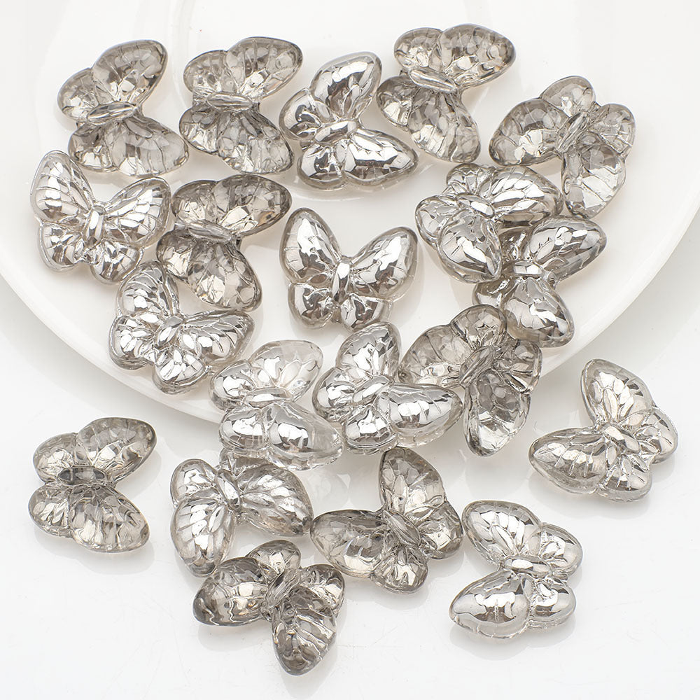 Plating Butterfly Glass Beads 17x10mm Iridescent Detailed Wings 10pcs 19