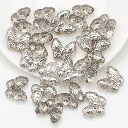 Plating Butterfly Glass Beads 17x10mm Iridescent Detailed Wings 10pcs 19