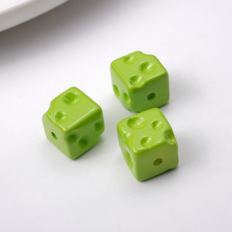 Painted Square Acrylic Beads 14mm Colored Baking Cheese Style 100pcs 12