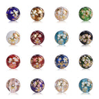 Frosted Round Glass Beads 8-12mm Translucent Gold Floral Design 50pcs