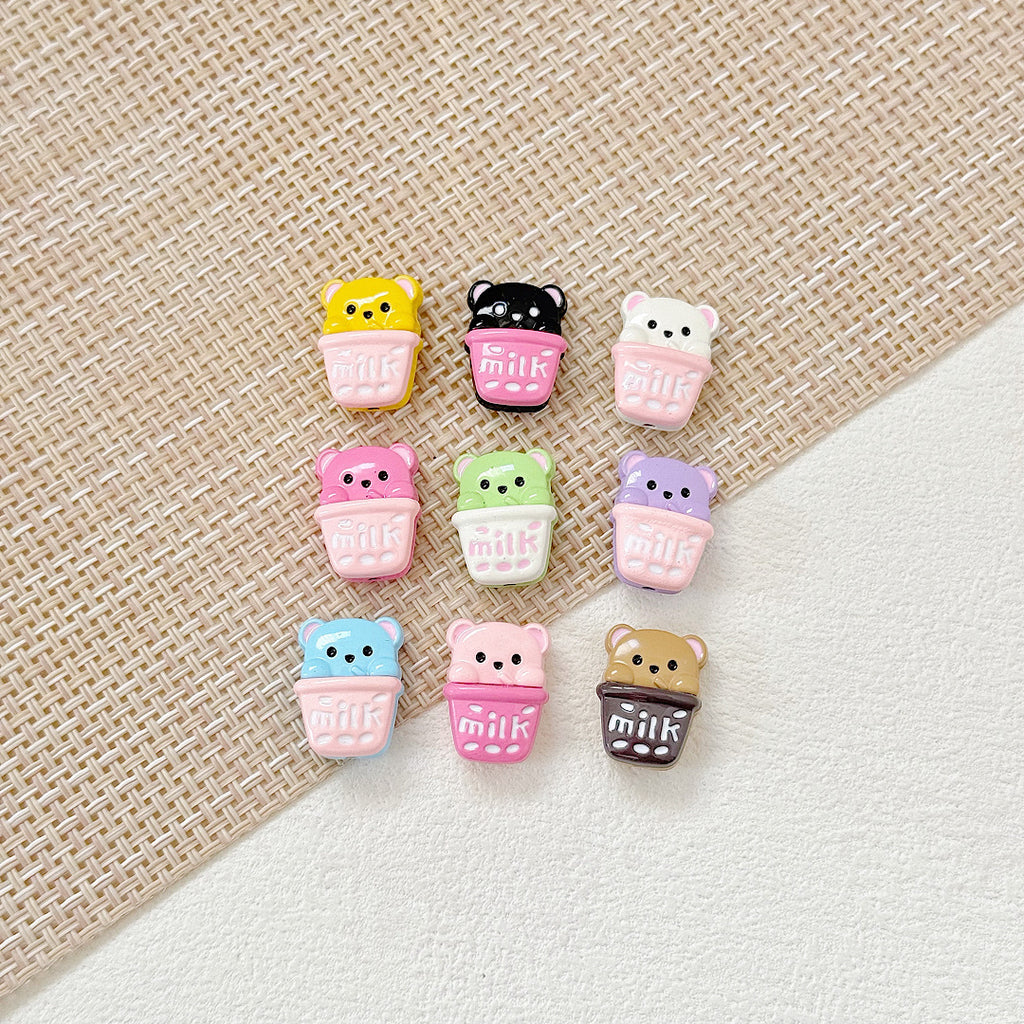 Baking Painted Good Sign and Teacup Bear Metal Beads 17mm 10pcs 22
