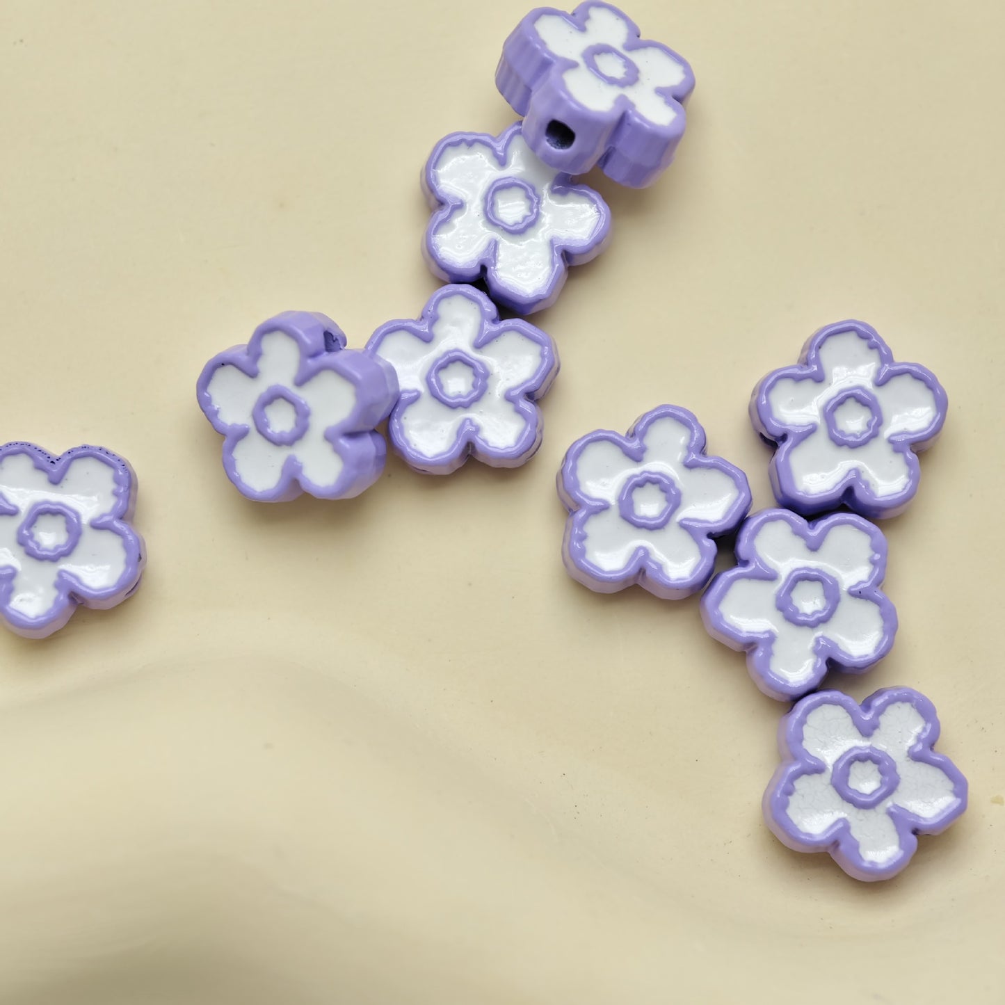 Flower Metal Beads 10mm Baking Painted Two-Color Zinc Alloy 10pcs 12