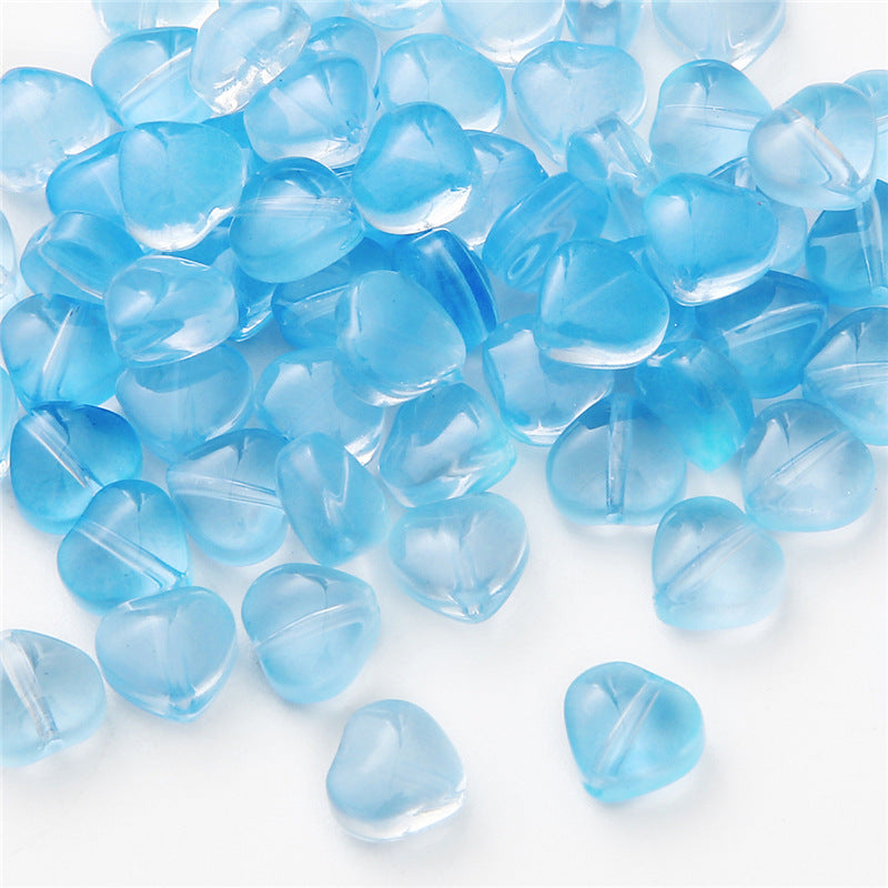 Heart Shape Glass Beads 8mm Frosted Iridescent Pastel 20pcs 12