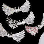 Angel Crown Wing Alloy Rhinestone Beads 25x53mm Detailed 4pcs 4