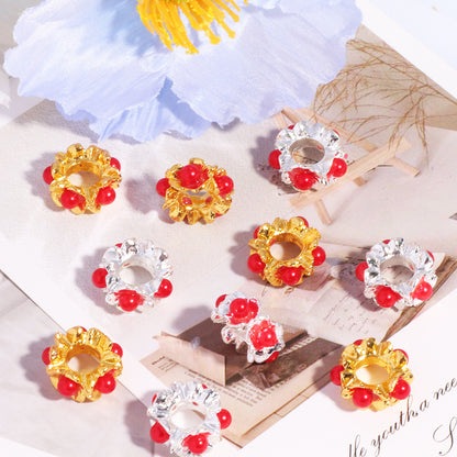 Alloy Mini Pearl Inlaid Spacer Beads 15mm 10pcs 10