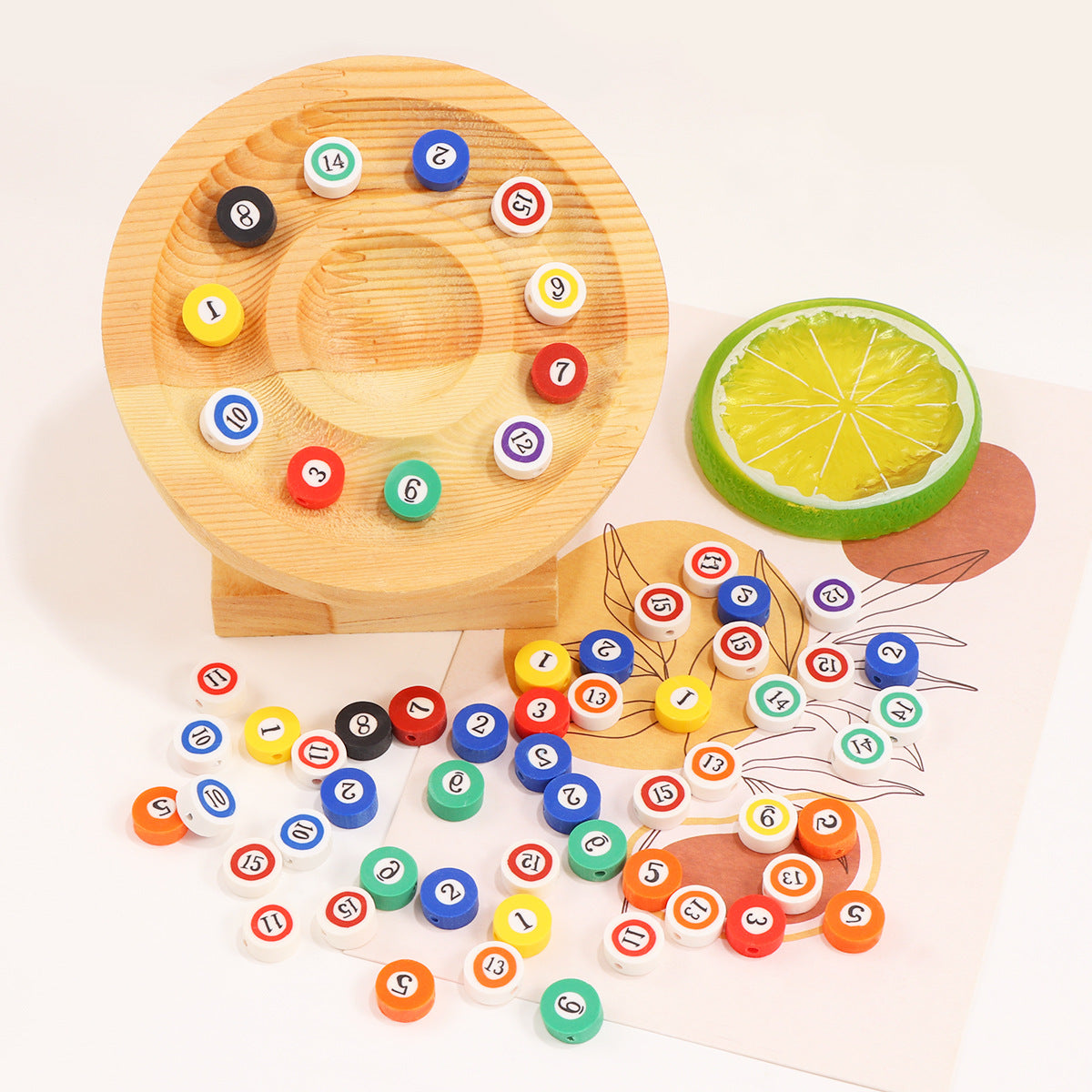 Flat Clay Beads 9mm Billiards Series Colorful Pool Ball 100pcs 3