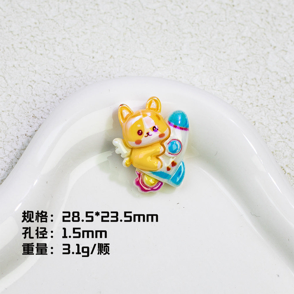 Plating Cute Corgi Resin Beads Glossy Honey Tone 10pcs 10