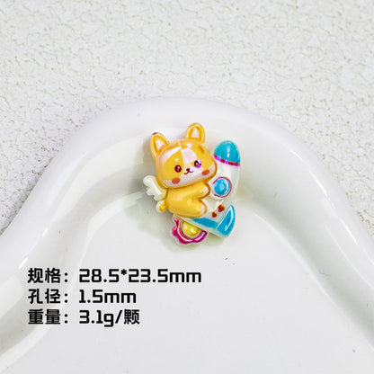 Plating Cute Corgi Resin Beads Glossy Honey Tone 10pcs 10