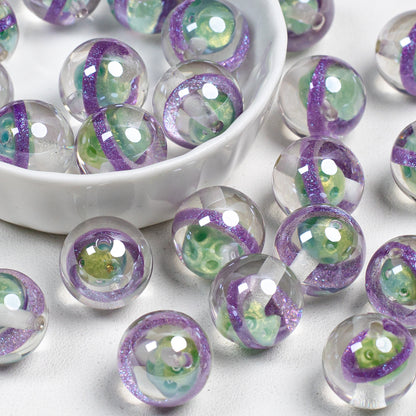 Clear Planet Halo Round Resin Beads 16mm Multicolor 10pcs 16