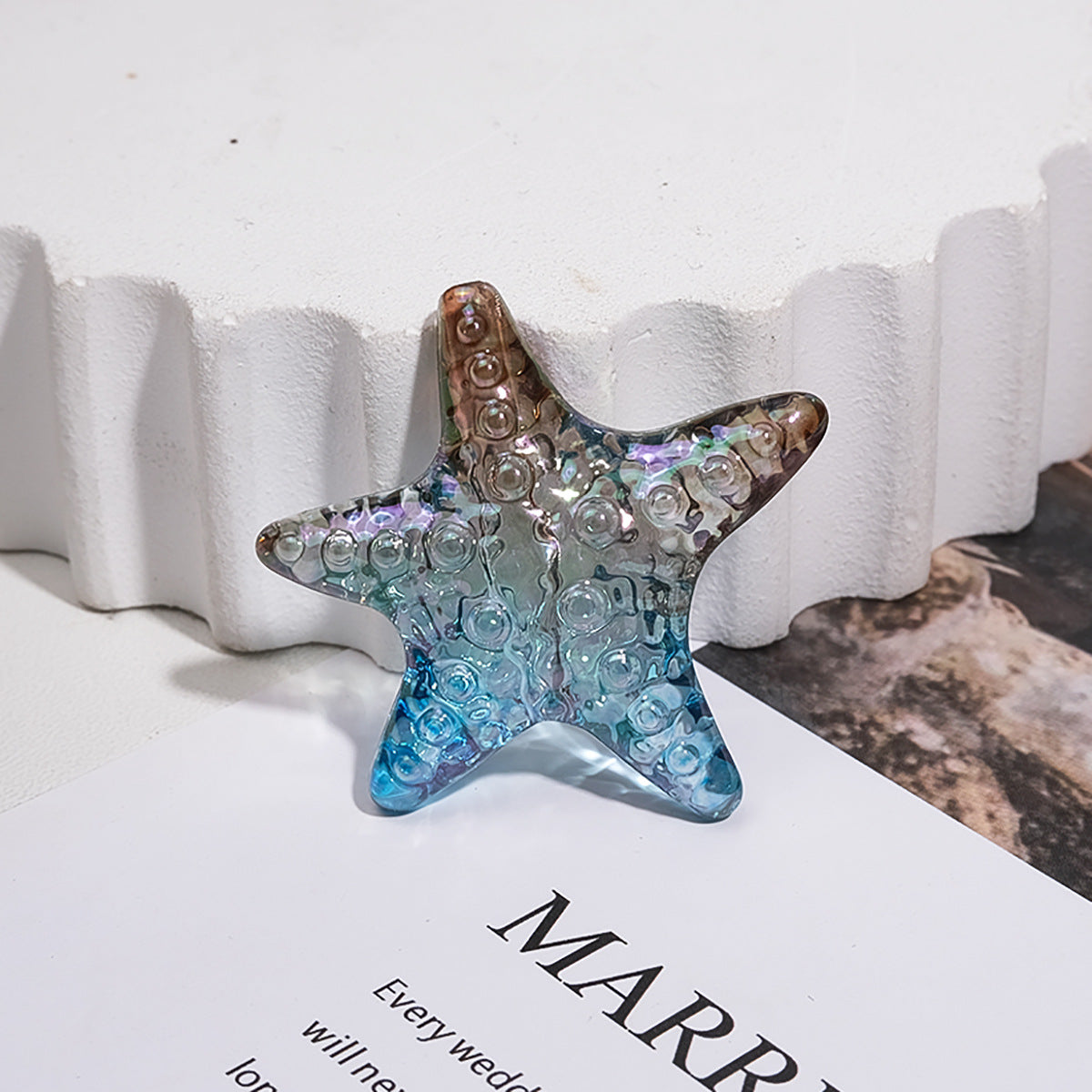 Transparent Gradient Starfish Acrylic Beads 35mm Colorful Textured 10pcs 5