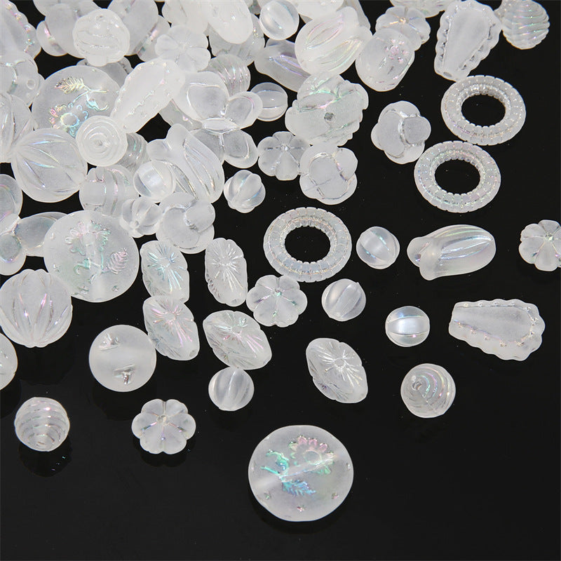 Semi-transparent Frosted Acrylic Beads Matte Finish Mixed Shapes 3