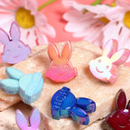 UV Plating Rabbit Acrylic Beads 24x18mm Punk Glossy Mixed 50pcs
