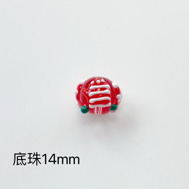 Hand Painted Christmas Enamel Glass Beads 12mm 14mm 1pc 33