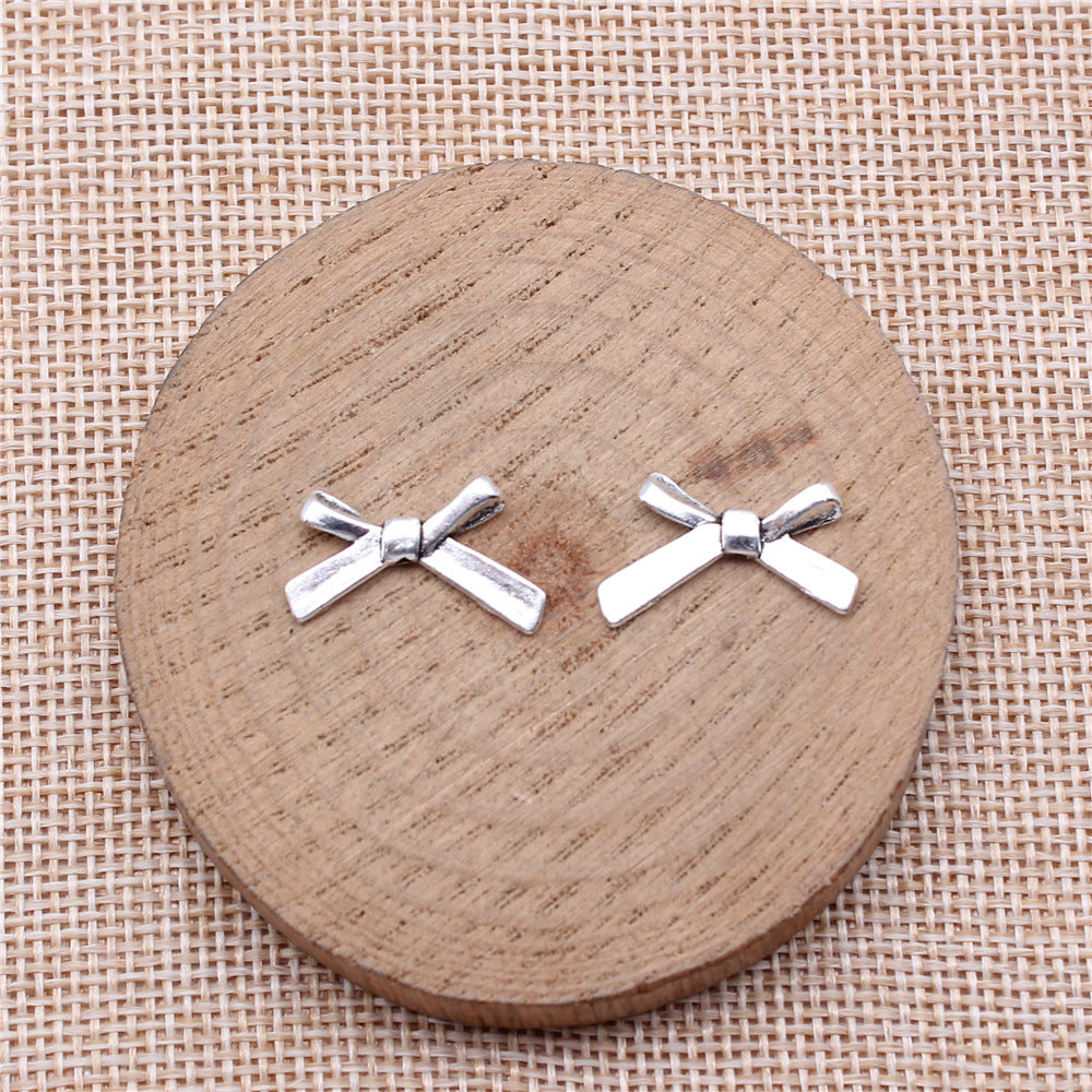 Bow Metal Beads 20mm Antique Silver Tone Alloy 60pcs 2