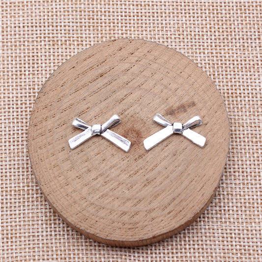 Bow Metal Beads 20mm Antique Silver Tone Alloy 60pcs 2