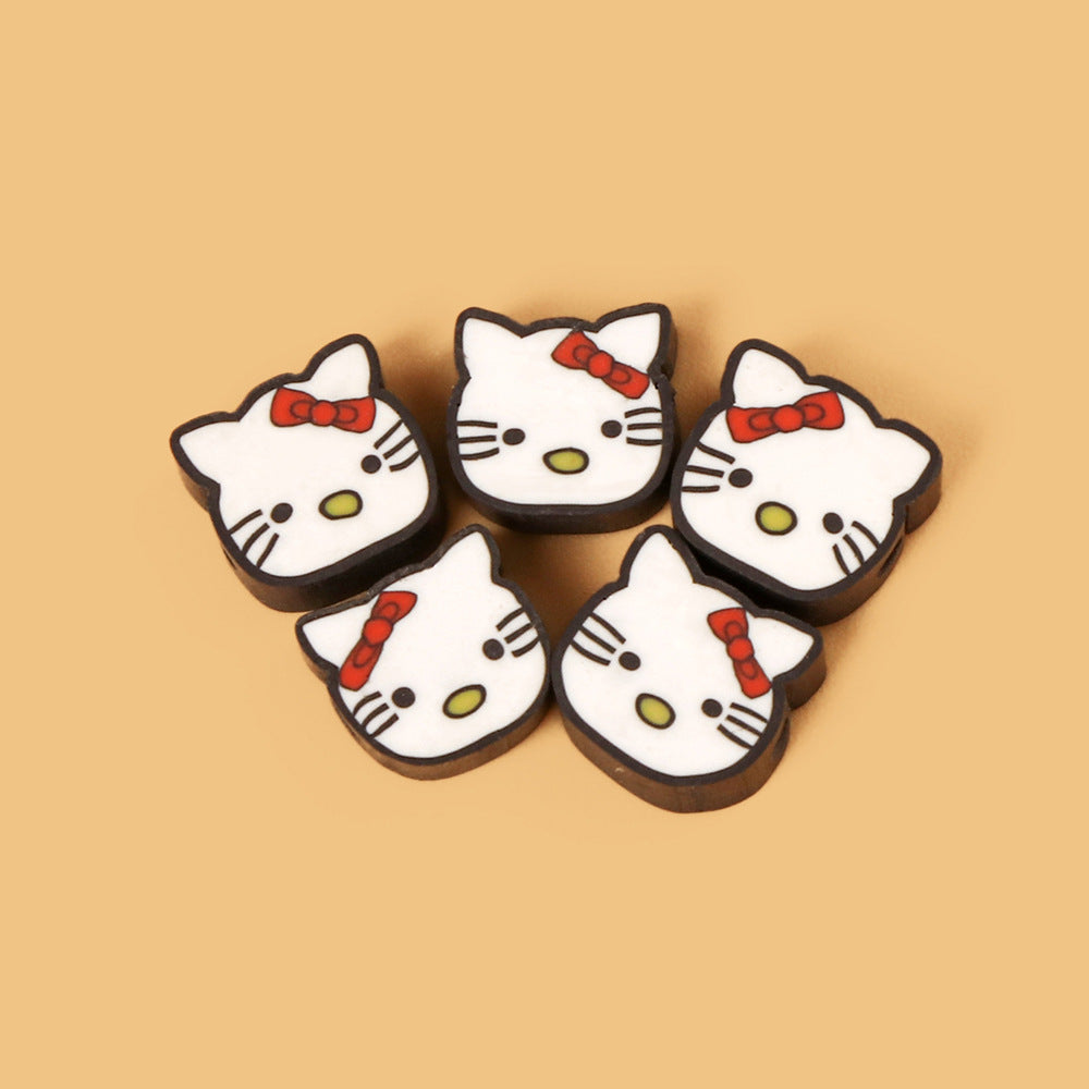 Kitty Cat Clay Beads 10mm Polymer Cartoon Character 100pcs 3