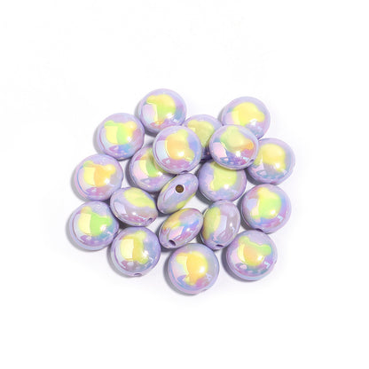 Two-Color Flat Round Bear Printed Acrylic Beads 18mm 10pcs 9