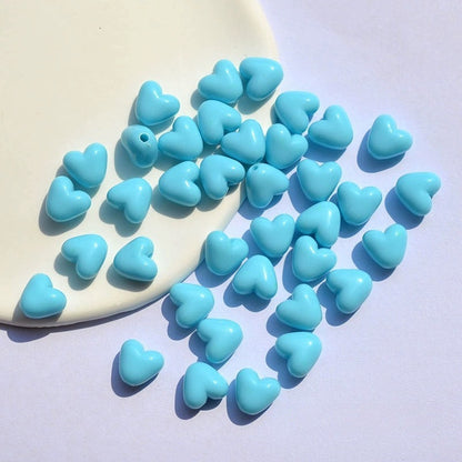 Glow Puffy Heart Acrylic Beads 11mm Colorful Glow in Dark 50pcs 15