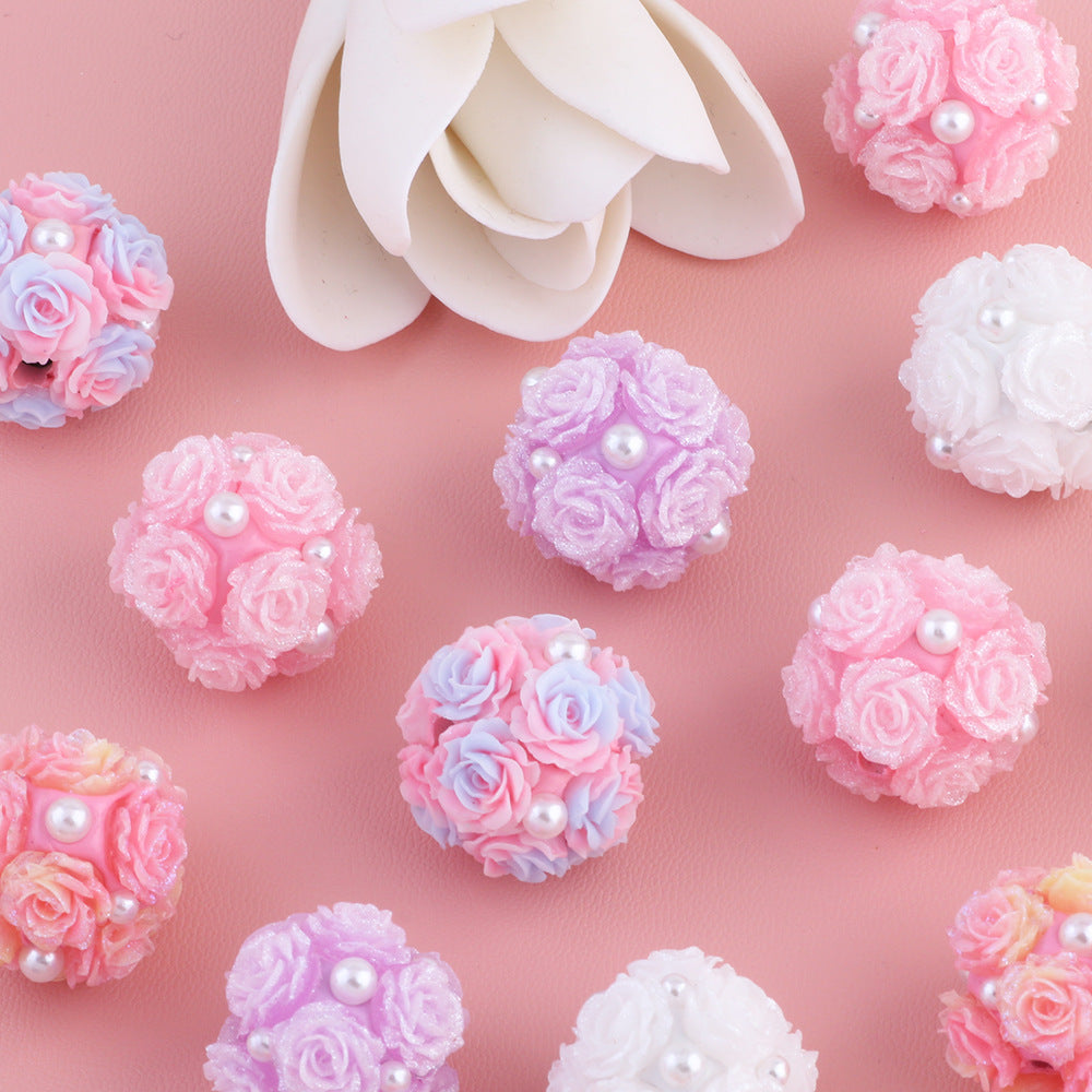 Flower Cluster Clay Beads 20mm Gradient Rose Pearly Pastel 10pcs