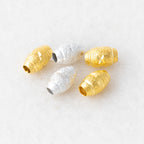 Brass Oval Metal Beads 5x8mm 6x10mm Matte Flower Patterned 100pcs