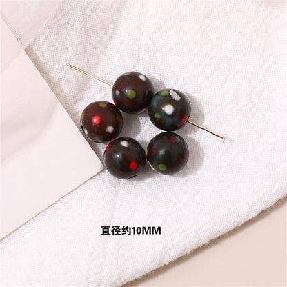 Japanese Vintage Showa Printed Resin Beads 10/12mm Glossy Floral 15pcs 14