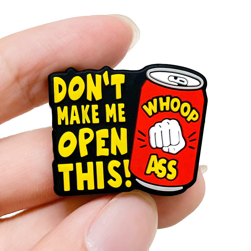 Silicone Focal Beads Cartoon Soda Can Bold Red Slogan 20pcs 4