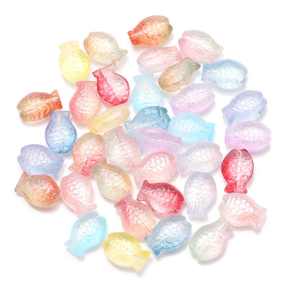 Electroplated Small Fish Glass Beads 10x14mm Translucent 30pcs 32