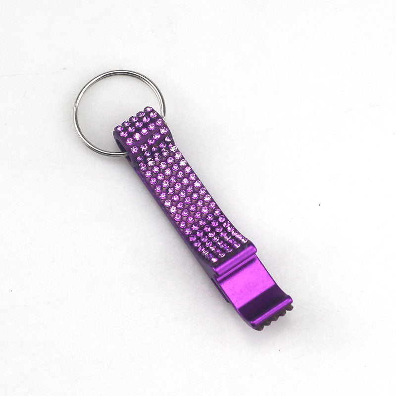 Rhinestone Bottle Opener Keychain Aluminum Alloy Multi Functional 2