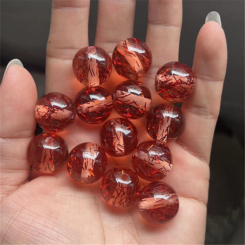 Clear Tinsel Filled Resin Beads 16mm Round Shimmering Blue 100pcs 2