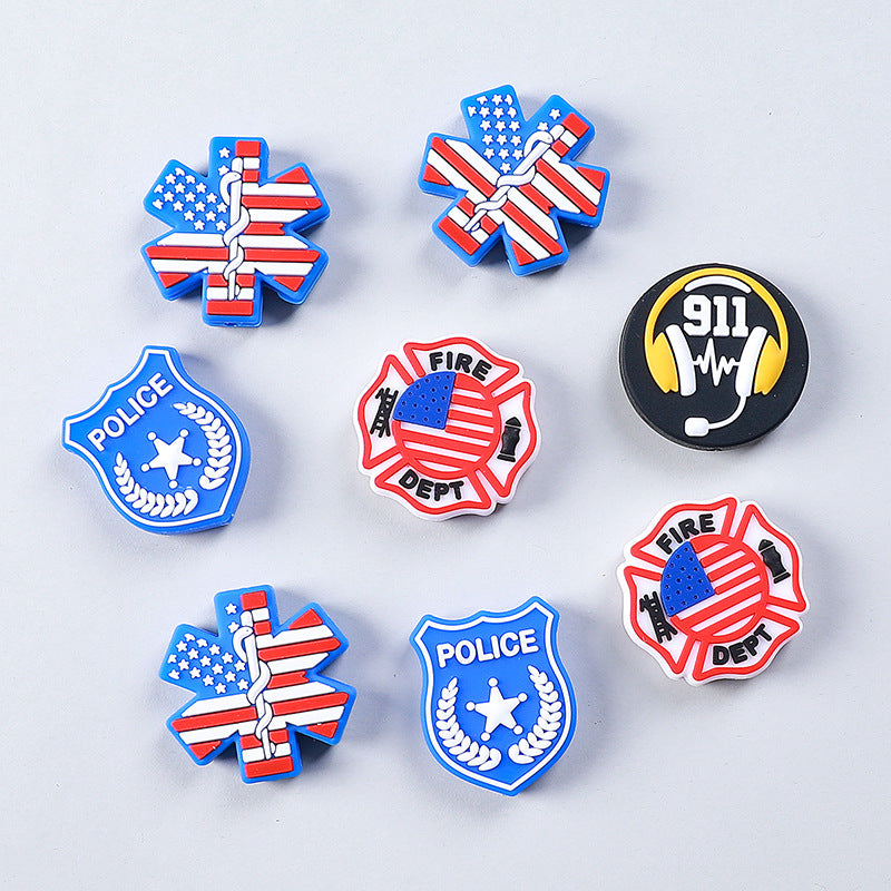 Silicone Focal Beads Fire Dept Police First Responder Emblems 20pcs 4