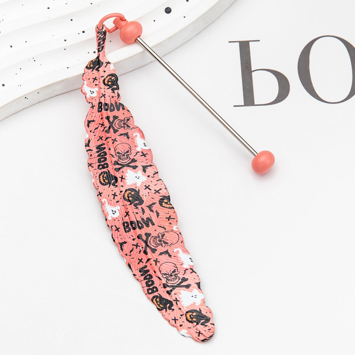 Beadable Feather Bookmarks Halloween Christmas Prints 12pcs 17