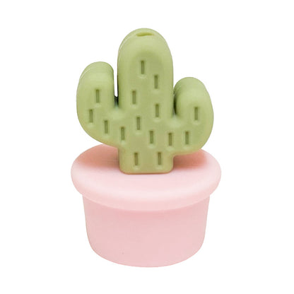 Silicone 3D Focal Beads Flowerpot Cactus Textured Vibrant Pots 20pcs 18