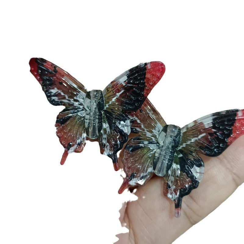 Transparent Swallowtail Acrylic Beads 25x45mm Colored Printing 100pcs 5