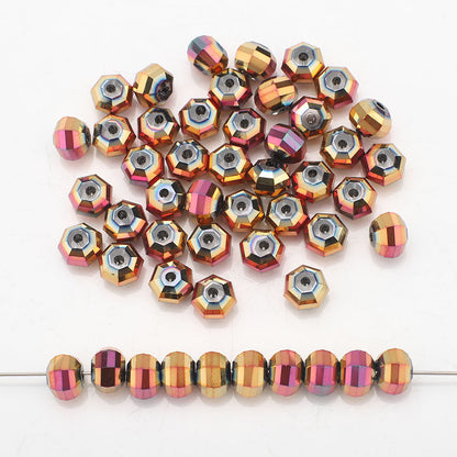 Glass Faceted Spacer Beads 8mm Plating Metallic Color 60pcs 7