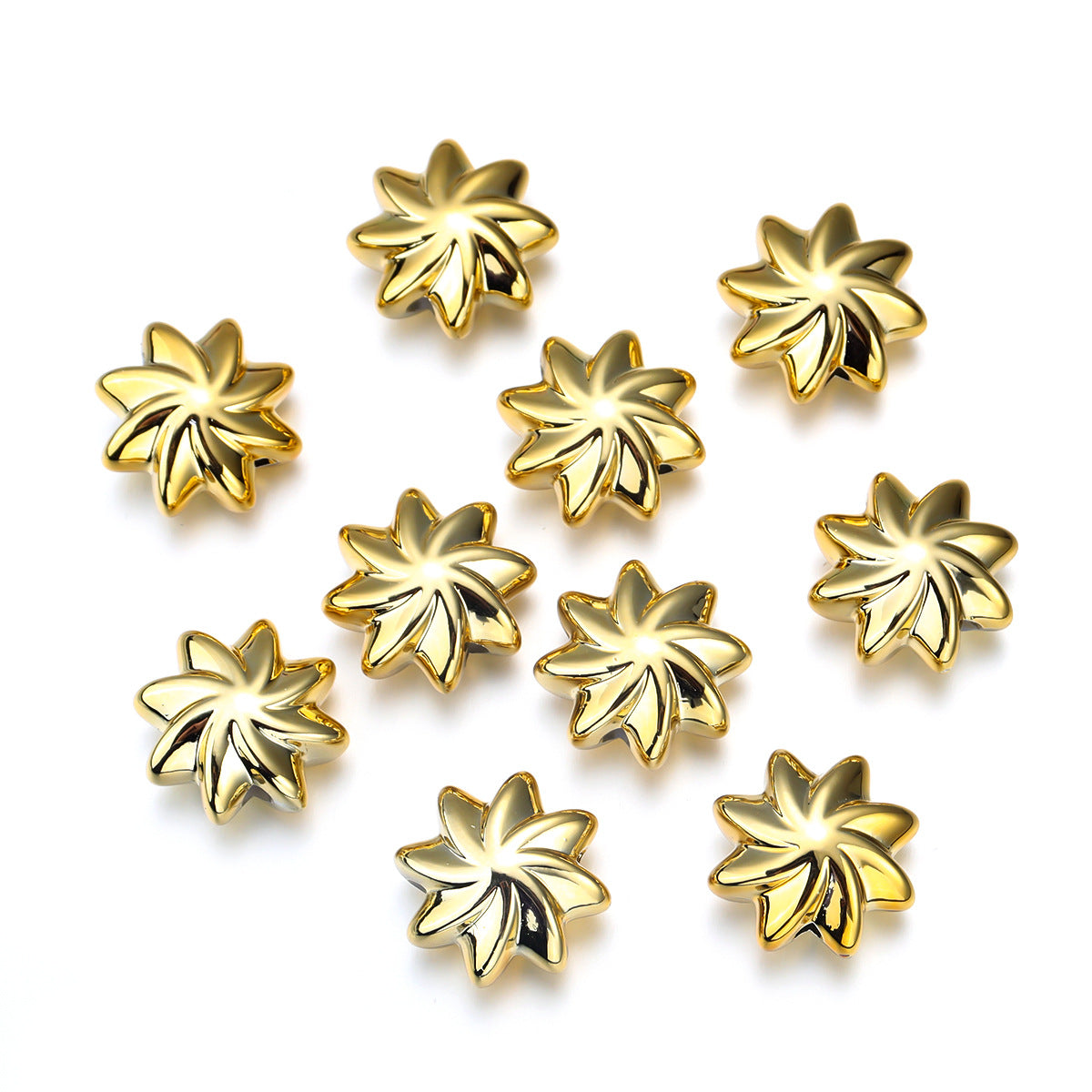 UV Plating Flower Acrylic Beads 20mm Metallic Finish 10pcs 11