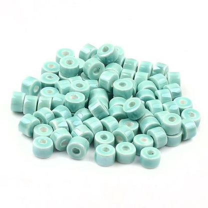 Cylindrical Ceramic Beads 6mm Glossy Rainbow Spacer 10pcs 22