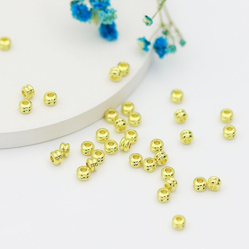 Brass Curved Spacer Beads 4mm Double-Layer Polished Gold 100pcs 5