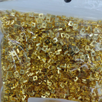 Brass Square Spacer Beads Geometric Silver Tone 100pcs 17