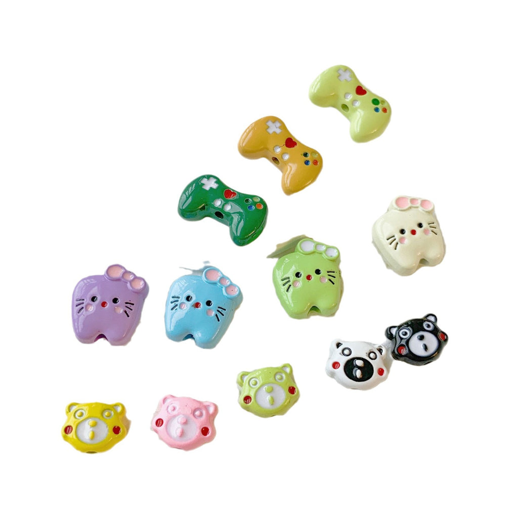 Teddy Bear and Game Controller Metal Beads Painted Alloy 10pcs 5
