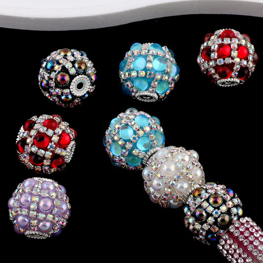 Embellished Bubblegum Beads 20mm Zirconia Paved Colorful Polymer Clay 2pcs