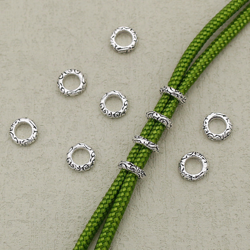 Alloy Ring Spacer Beads 8mm Antique Silver Tibetan Pattern 100pcs