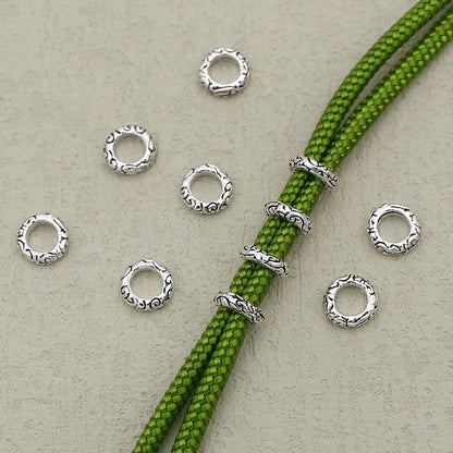 Alloy Ring Spacer Beads 8mm Antique Silver Tibetan Pattern 100pcs