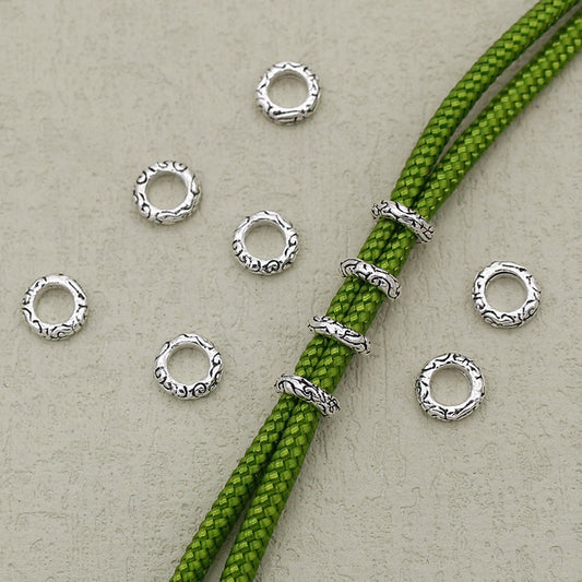 Alloy Ring Spacer Beads 8mm Antique Silver Tibetan Pattern 100pcs