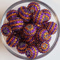 Striped Bubblegum Beads 16-22mm Halloween Dark Purple Orange 5pcs