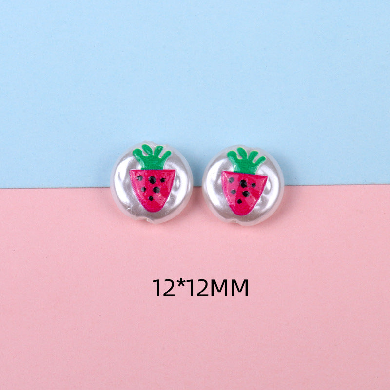 Hand Painted Cartoon Pattern Pearlized Acrylic Beads ABS Plastic 10pcs 8