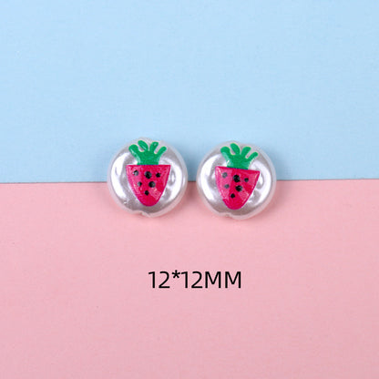 Hand Painted Cartoon Pattern Pearlized Acrylic Beads ABS Plastic 10pcs 8