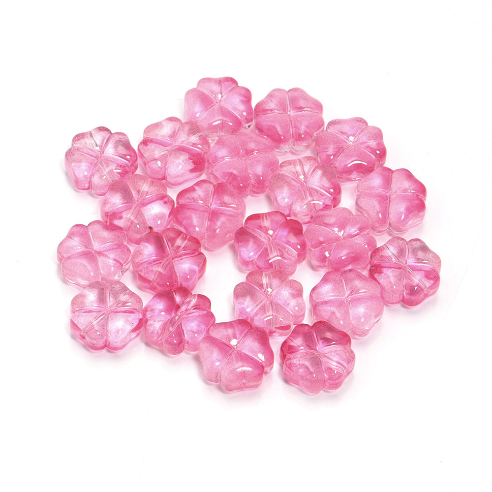 Color Transparent Clover Glass Beads 10mm Assorted Colors 50pcs 17